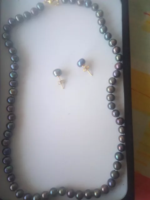 perles AKOYA du Japon Superbe parure collier et boucles d'oreilles