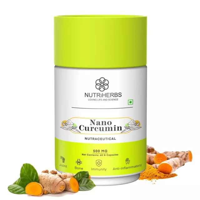 NUTRiHERBS Nano Curcumin 500mg 60 Capsules With Pure Extract of Turmeric (Haldi)