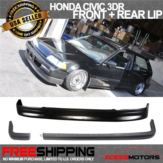 Zenki Style PU Front Bumper Lip Spoiler For 1988-1991 Honda Civic Hatchback – Unpainted Black