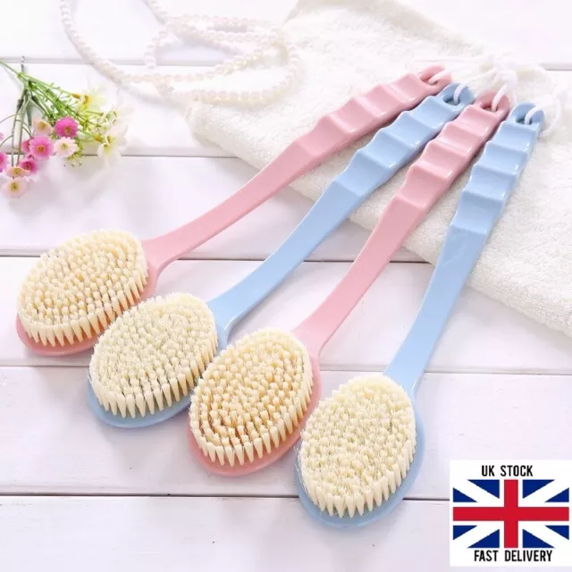 Long Handle Double Side Bath Brush-Soft Comfy Shower Brush Back Massage Scrubber