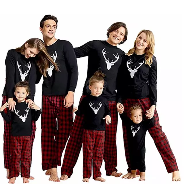 Carino set pigiami abbinati famiglia cervi adulto bambino Natale 2 pz pigiami