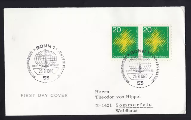 Briefmarken BRD 1970 " Katholische Weltmission " FDC