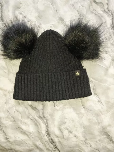 Girls Black Bobble Hat - Age 11-13 Years - NEXT