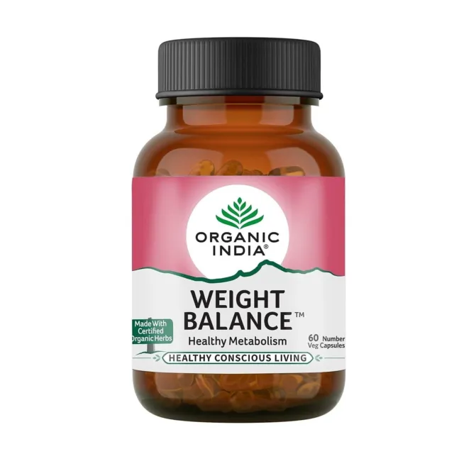 La bouteille de 60 capsules Organic India Weight Balance stimule les...