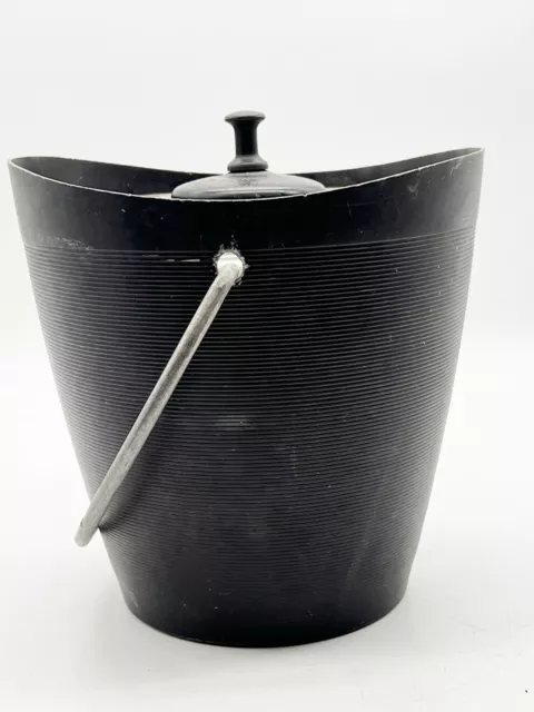 Vintage Mcm Black Mid Centry Modern Deco Ice Bucket Henry And Miller Kraftware