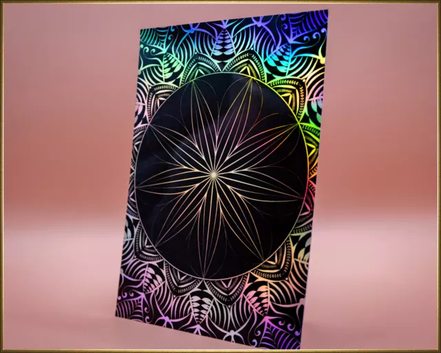 Corail - Holographic Handmade Foil Print - Mandala - Art Deco - A4 format  3