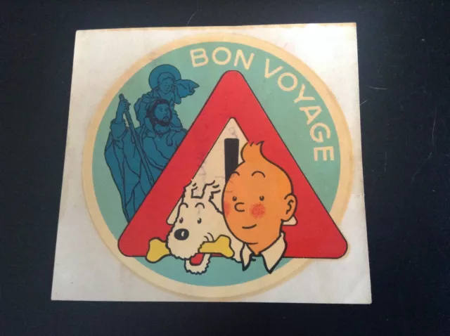 RARE Décalcomanie Tintin Bon voyage Tim Kuifje