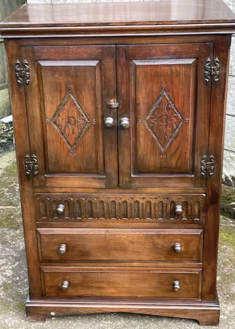 Superb   Carved Oak Arts And Craft  Tallboy Cabinet/Storage 2 Available 3