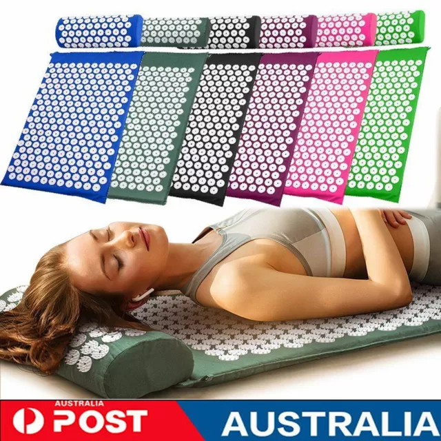 Yoga Mat And Pillow Set For Neck Acupressure Massage Pain Relief Sit Lying Mat