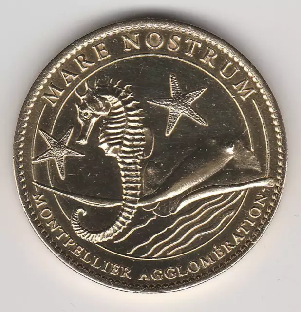 2010 Coin Jeton Medaille Souvenir A-B -- 34 000 Mare Nostrum Hippocampe Raie