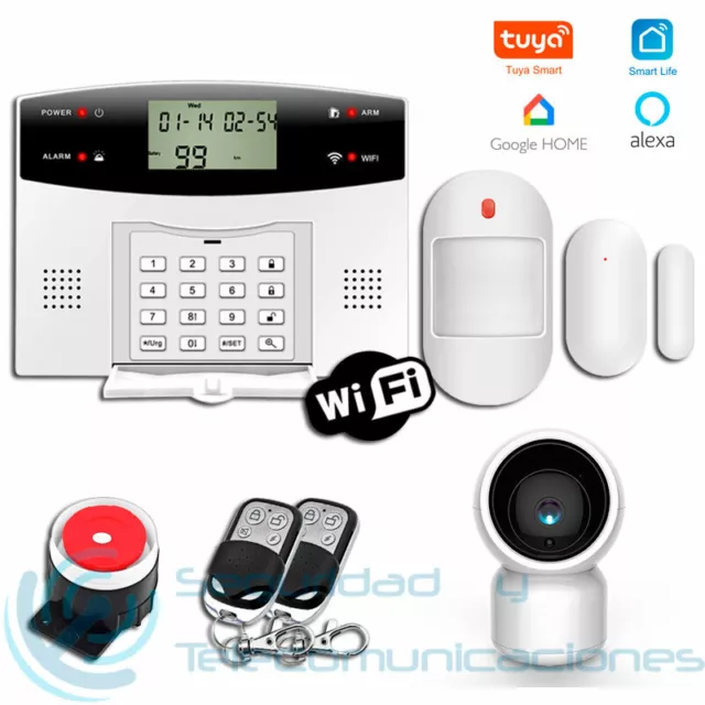 ALARMA SIN CUOTAS WIFI GSM PSTN TUYA SMARTLIFE con CAMARA PTZ INTERIORES