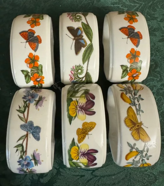 Portmeirion The Botanic Garden  Butterflies  Napkin Rings Set of 6 No Box