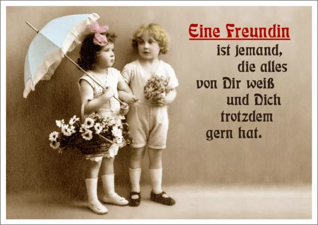 Postkarte Spruch lustig Eine Freundin ist jemand, die alles von Dir weiß und ...