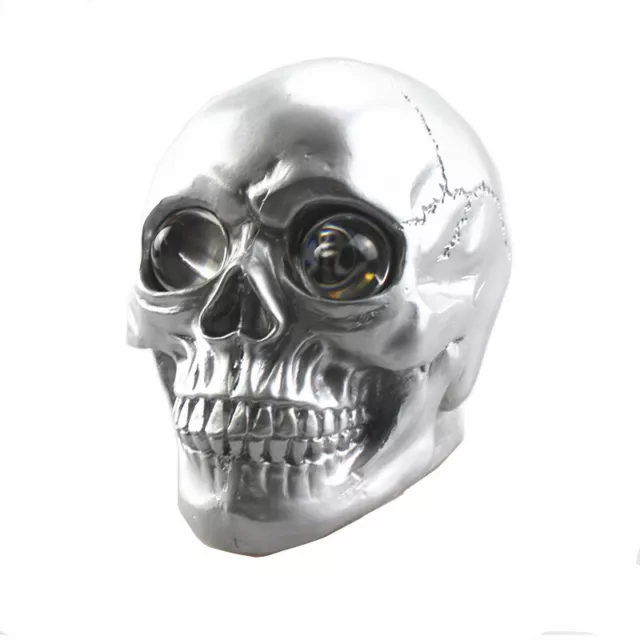 Silver Motorcycle Skull Headlight Head Light Lamp LED Universal For Harley Honda