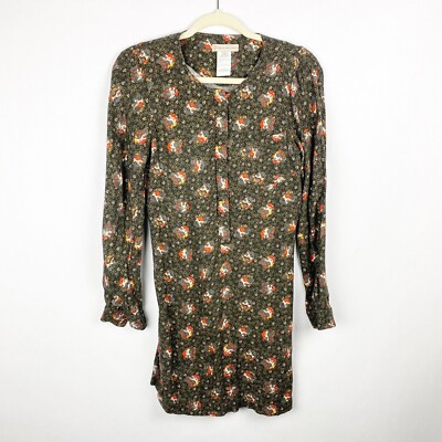 Paul and Joe Sister Chihuahua Dog Print Shirt Dress Brown Floral Size 38 Small