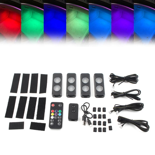 Set Universal Automotive Interior Decorative Lights Car Foot Light LED Colorful