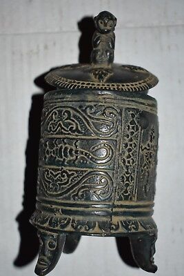 orig $499 BATAK SHAMANS BRONZE DIVINATION CONTAINER,  EARLY 1900S 8"