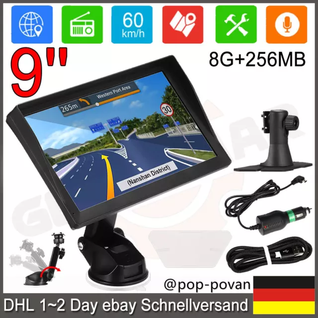 9 Zoll GPS NAVI Navigationsgerät PKW LKW KFZ Truck Navigation 8GB + 256MB EU