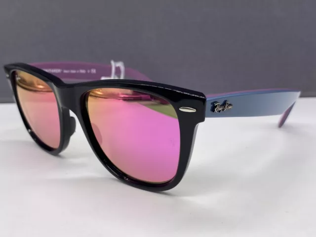 Ray Ban Sonnenbrille Herren Damen verspiegelt Schwarz Lila Blau Wayfarer RB 2140