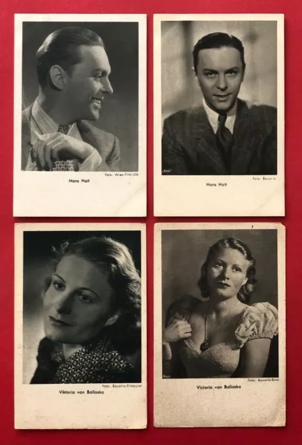 4 x Schauspieler AK um 1938 Hans Holt und Viktoria von Ballasko   ( 92387