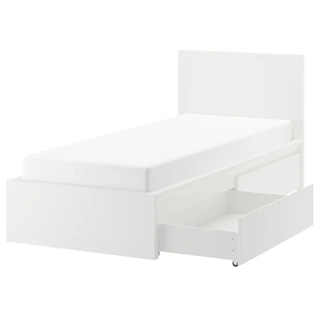 IKEA WHITE MALM Single Bed with 2 Drawers and Slatted Base £150.00 ...