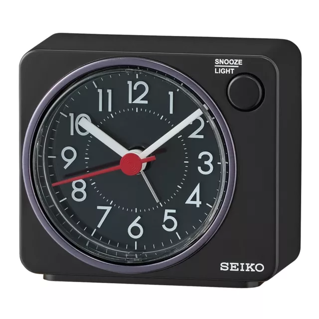 SEIKO NEW BLACK Alarm Clock With Quiet Sweep Qhe143Jlh W/ Constant Light  £ - PicClick UK