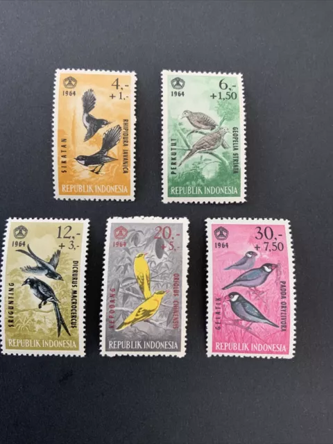 INDONESIEN Mi.-Nr. 460-64 Vögel 1964 1965 MNH postfrisch