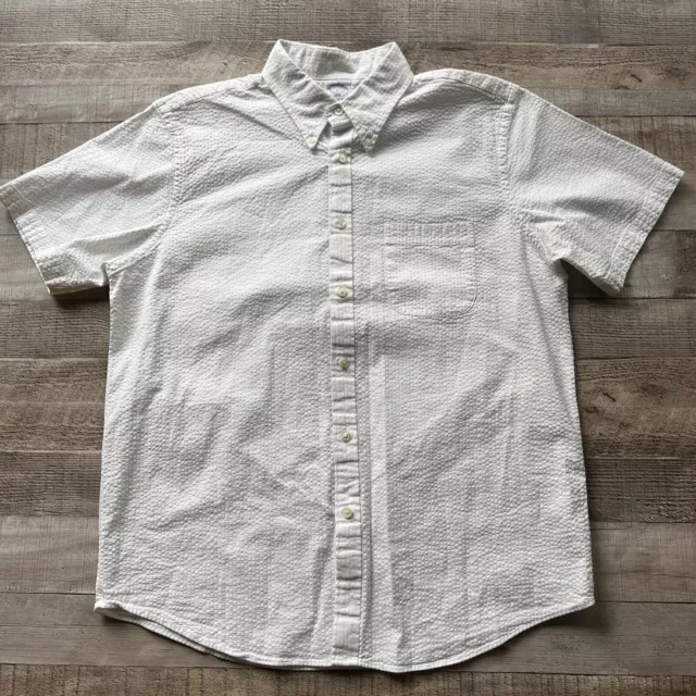 Brooks Brothers Seersucker Button Down Shirt Mens Large White Regent Fit Stretch