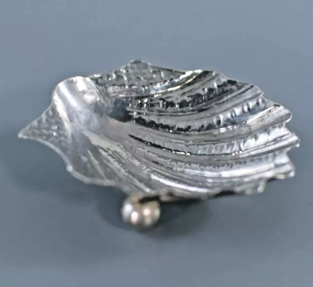 Vintage Silver Tone Clam Shell Salt Dish