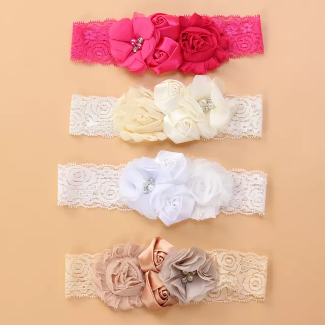 4 Pcs Floral Lace Headband Baby Girls Headbands Bows Elastic Lace Hair Band