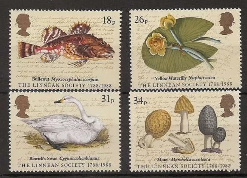 GB MNH STAMP SET 1988 Linnean Society SG 1380-1383 UMM