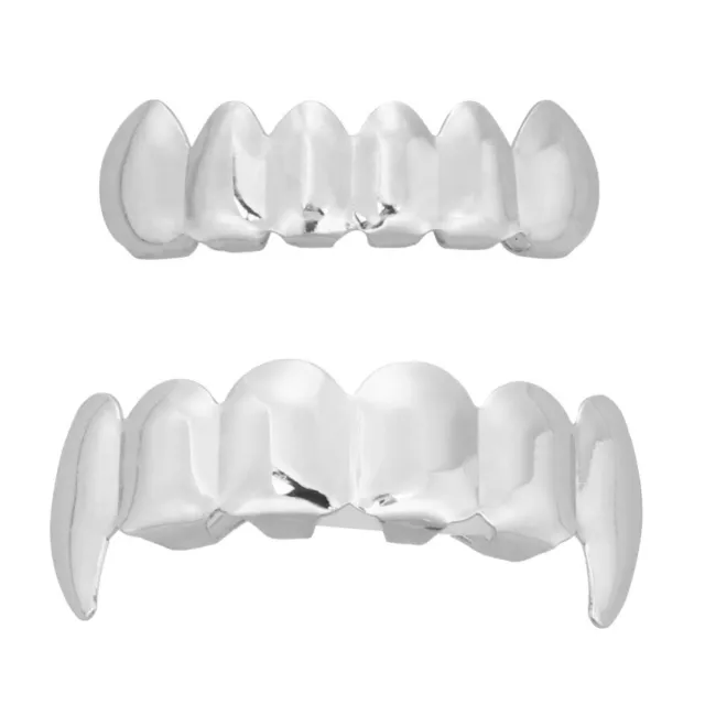 Hip-Hop Style Gold Plated Teeth with Removable Bottom Grill (Silver)