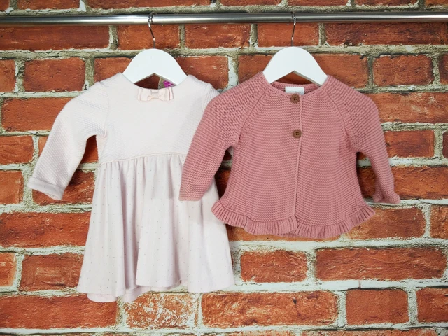 Pacchetto Bambina Età 3-6 Mesi Next Ted Forker Abito Cardigan Rosa Cardigan Bello 68Cm