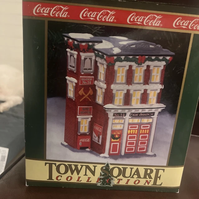 Coca Cola Vintage  Coke #14 Fire Station Town Square Collection Lighted