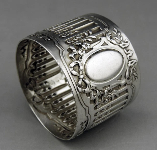Ancien Rond De Serviette En Argent Massif Poinçon Minerve époque Fin Du Xix E