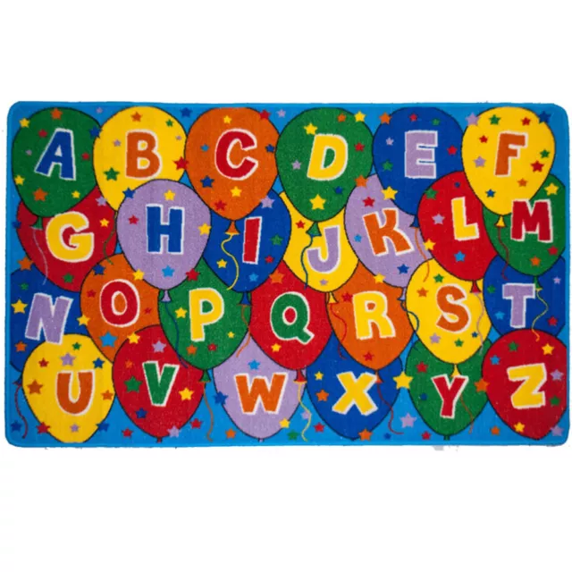 Kids ABC & Ballon Children's School Classroom Bedroom Educational Non-Skid Rug