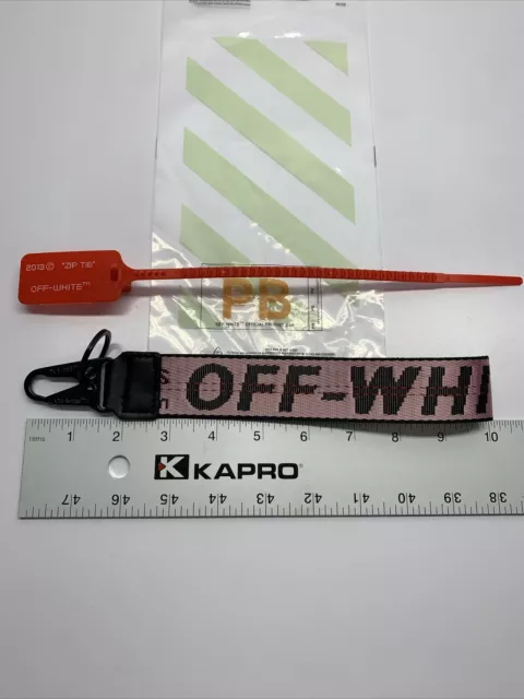 OFF-WHITE Lanyard Keychain Industrial with Clasp Pink & Black New With Zip Tie