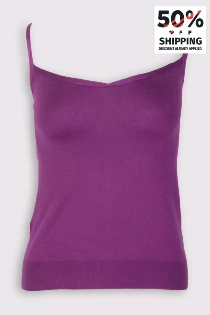 RRP€360 CRUCIANI Cashmere & Silk Slip Top IT42 US6 UK10 M Purple Made in Italy