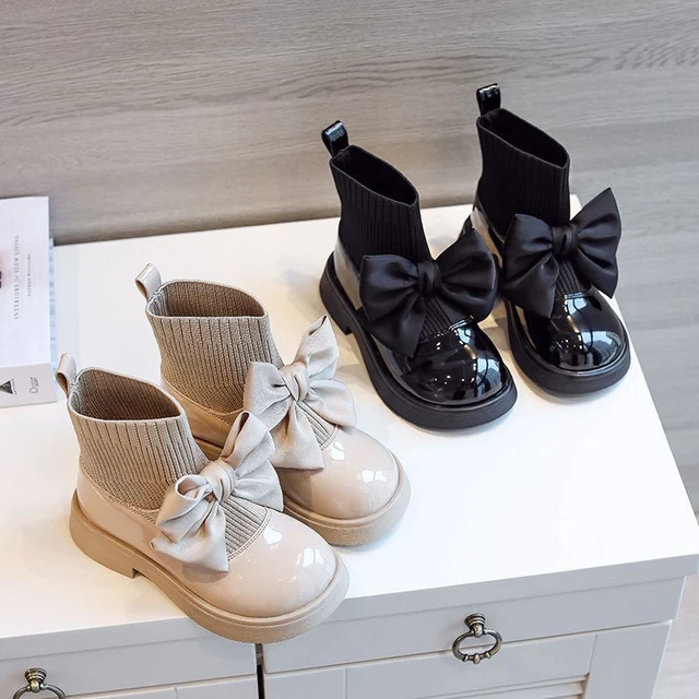 Baby Girls Kids Wedding Party School Warm  Ankle Boots Pumps Flat Bow Shoes Size