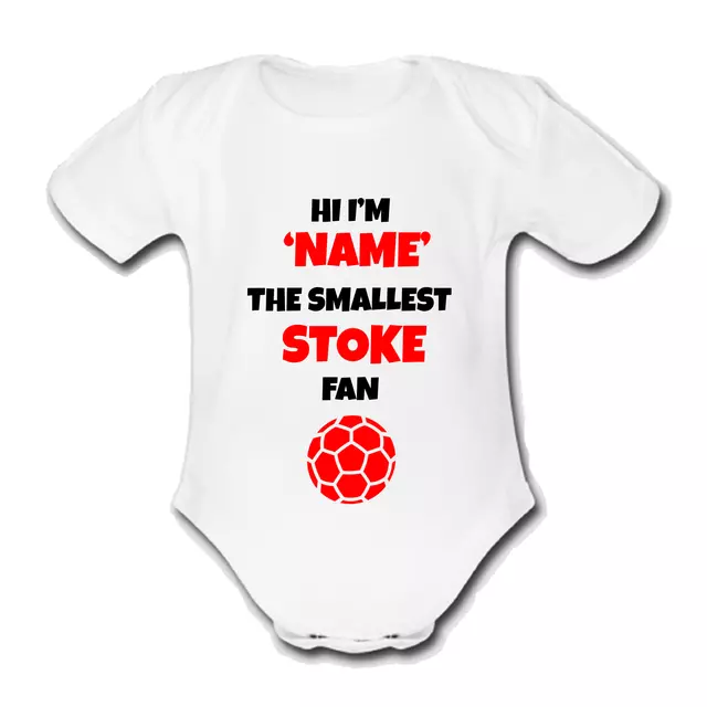 STOKE Babygrow Baby vest grow gift custom FOOTBALL Personalised CITY