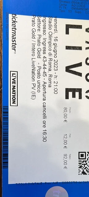 biglietto concerto Vasco Rossi
