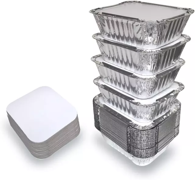 Small Aluminum Containers with Lids 1LB Freezer Tins Food to Go