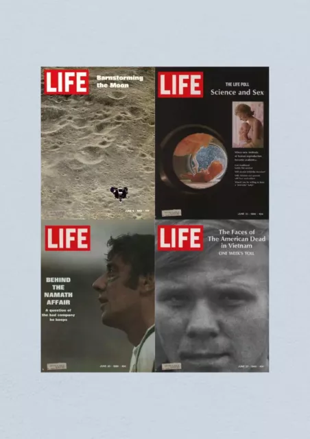 Life Magazine Lot of 4 Full Month June 1969 6, 14, 20, 27 Space Race Era