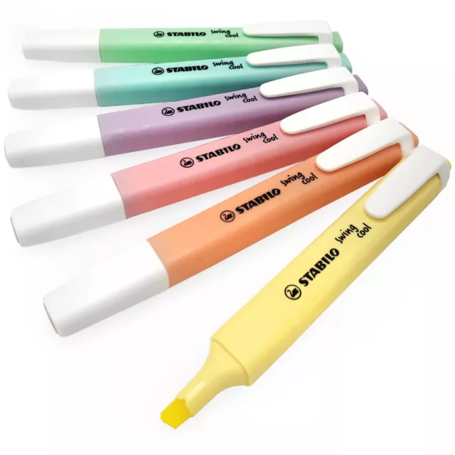 Stabilo Swing Cool Pastel Highlighter Marker Pens - 1-4mm - Set of 6 Colours