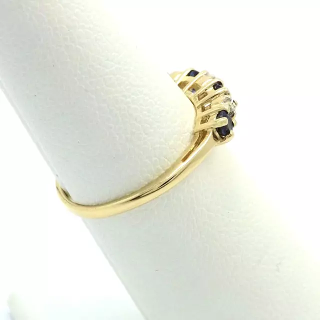 14K Gold Genuine Sapphire Diamond Wedding Anniversary Band Ring 3