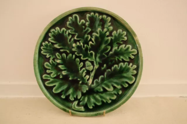 Rare Australian Colonial Lithgow Pottery Majolica Oak Leaf Plate