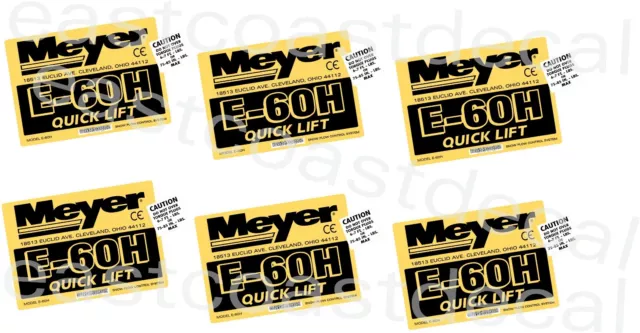 12 Snow Plow Decals = 6 Mini Torque + 6 Meyer E60H Quick Lift Pump Decals  E-60H