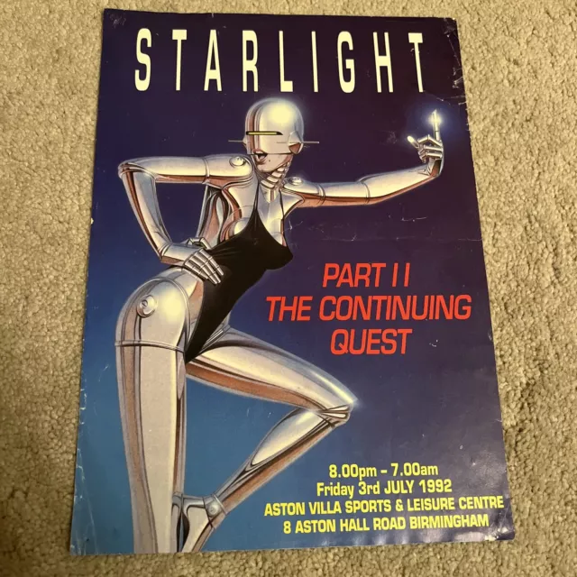 Starlight Part II 2 Continuing Quest 1992 Aston Villa Birmingham Rave Flyer A4