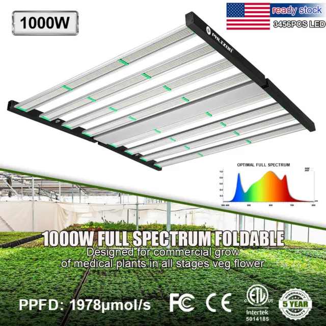 Phlizon 1000W Samsung LED Grow Light Bar Full Spectrum Indoor Lamp 6x6ft Flower