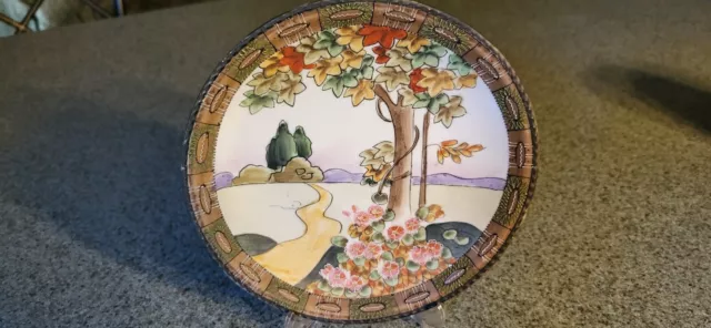 Vintage Hand Painted Floral Textured Design Made In Japan Porcelain Plate